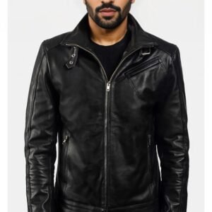 Legender Black | Men's Black Leather Biker Jacket